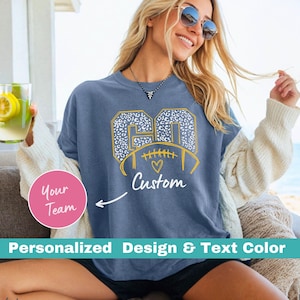 Comfort Colors Customized Football Shirt, Team Adult Women Jersey, Personalized Football T Shirt, Make Your Own Team Jersey, Team Fan Tshirt