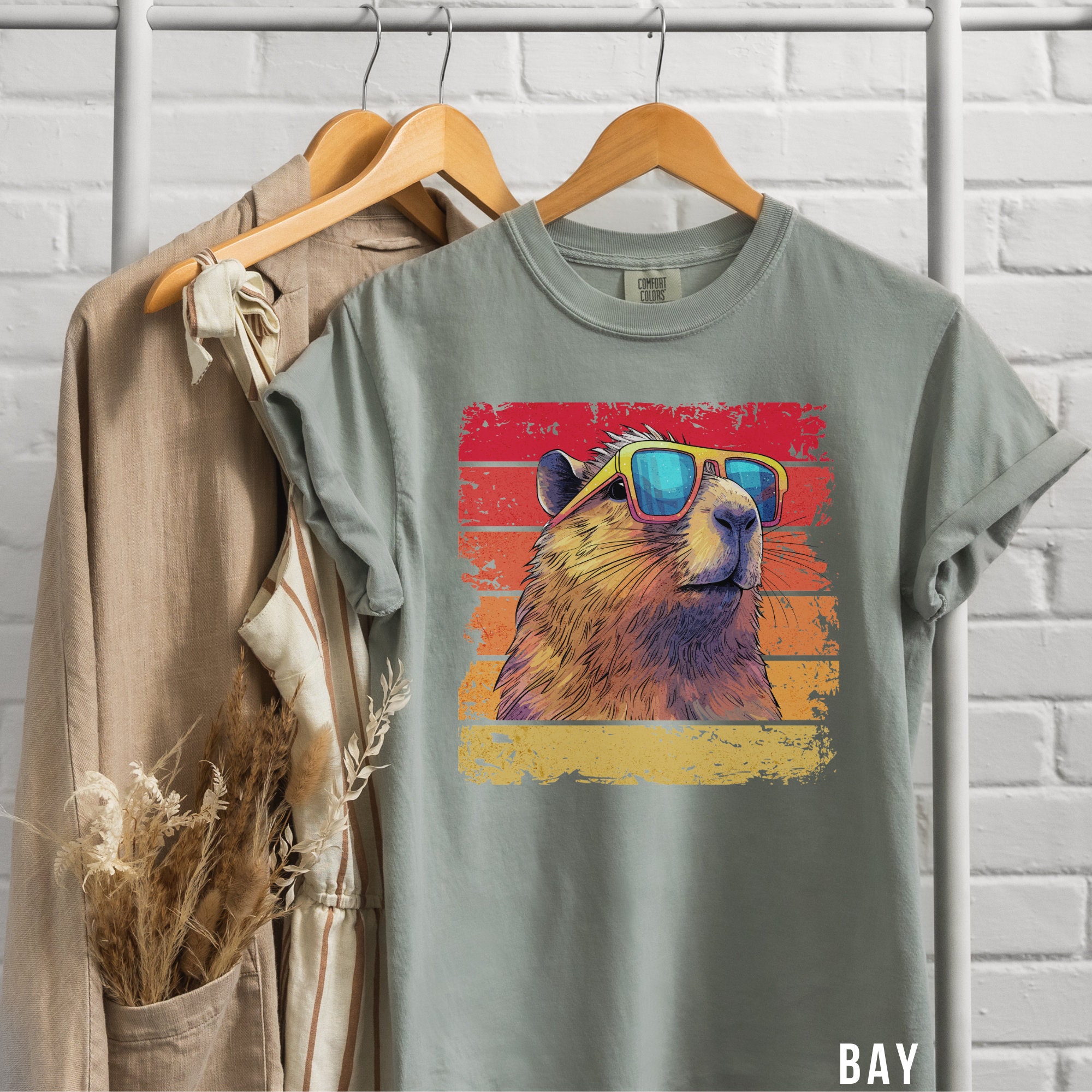 T-shirt Pyjama Capybara Hawaï - Détente Dans Un Hamac Au Coucher Du Soleil - Léger, Coupe Classique