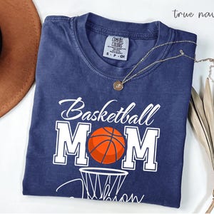 Custom Comfort Colors Basketball T-Shirt or Basketball Mom, Basketball Mom Shirt with Custom Kids Name and Number, Basketball Game Day