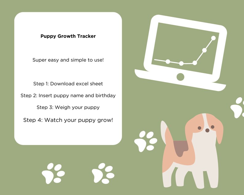 Puppy Growth Tracker, Excel Instant Download, Green Puppy Growth ...