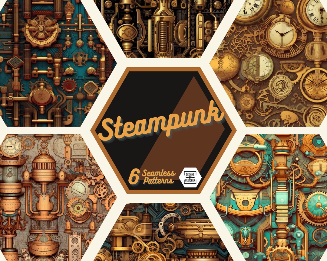 Steampunk Digital Pattern - Seamless Steam Punk Design, Printable ...