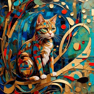 Ginger cat Digital Art Abstract art Wall mounted digital art Printed Art Home Decor Digital download Instant Download Digital gift Gift