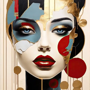 Digital Abstract Painting Portrait of a Girl avant-garde style Wall Art Digital Art Print Art Wall Decor Instant download Digital Print Gift