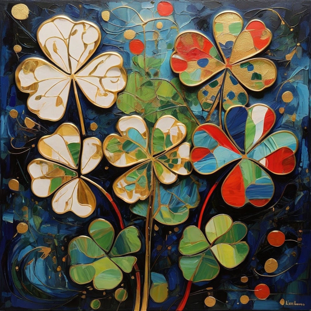 Four Leaf Clover Symbol of Good Luck,abstract Art Digital Art Wall ...