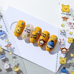 Winnie de Poeh-nagelstickers, Disney-nagelstickers, Knorretje-nagelstickers, Teigetje-nagelstickers, Iejoor-nagel, nagelstickers, doe-het-zelfnagels, 3D-nagel