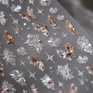 Chrome Butterfly Nail Art,Butterfly Nail Stickers,Butterfly Nail Decals,DIY nails,Butterfly Stickers,Chrome nail sticker,3D nails