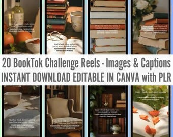 BookTok Challenge Reels | Bookstagram Canva-mallar | Digital nedladdning, PLR