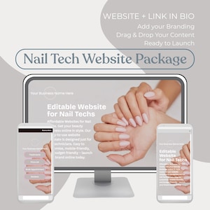Nail Tech Website Template: Mobile Beauty Business, Editable Canva Design