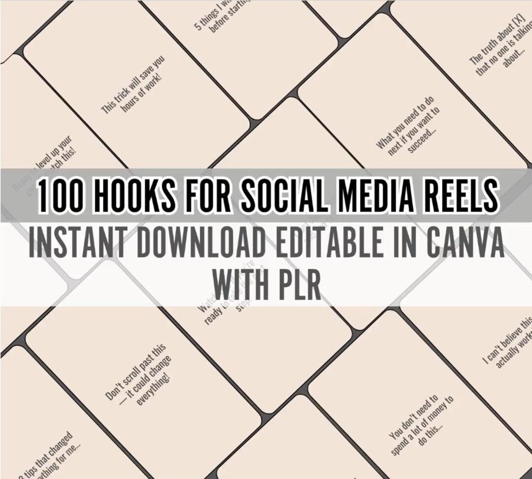 100 Social Media Hooks: Canva Reel Templates (PLR) (digital Download ...
