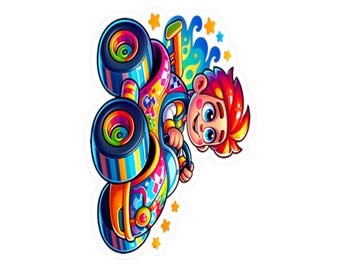 Cartoon Race Car Vinyl Decal: Kids Room Decor