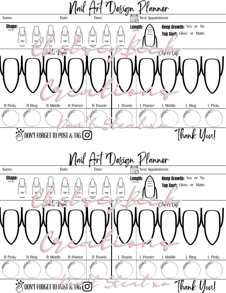 The PERFECT Nail Art Design Planner Practice Template for Nail - Etsy