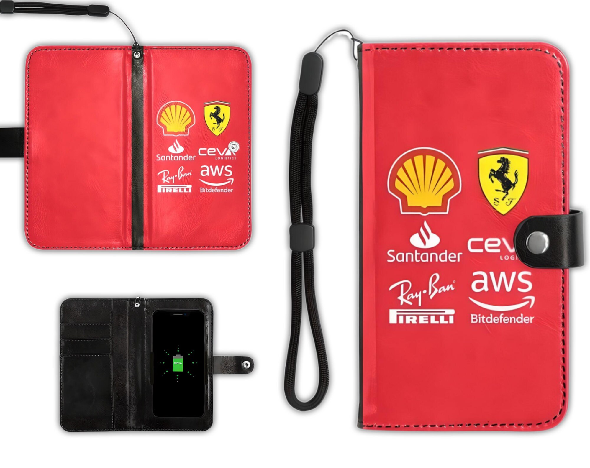 Ferrari Glossy patent leather card holder Unisex