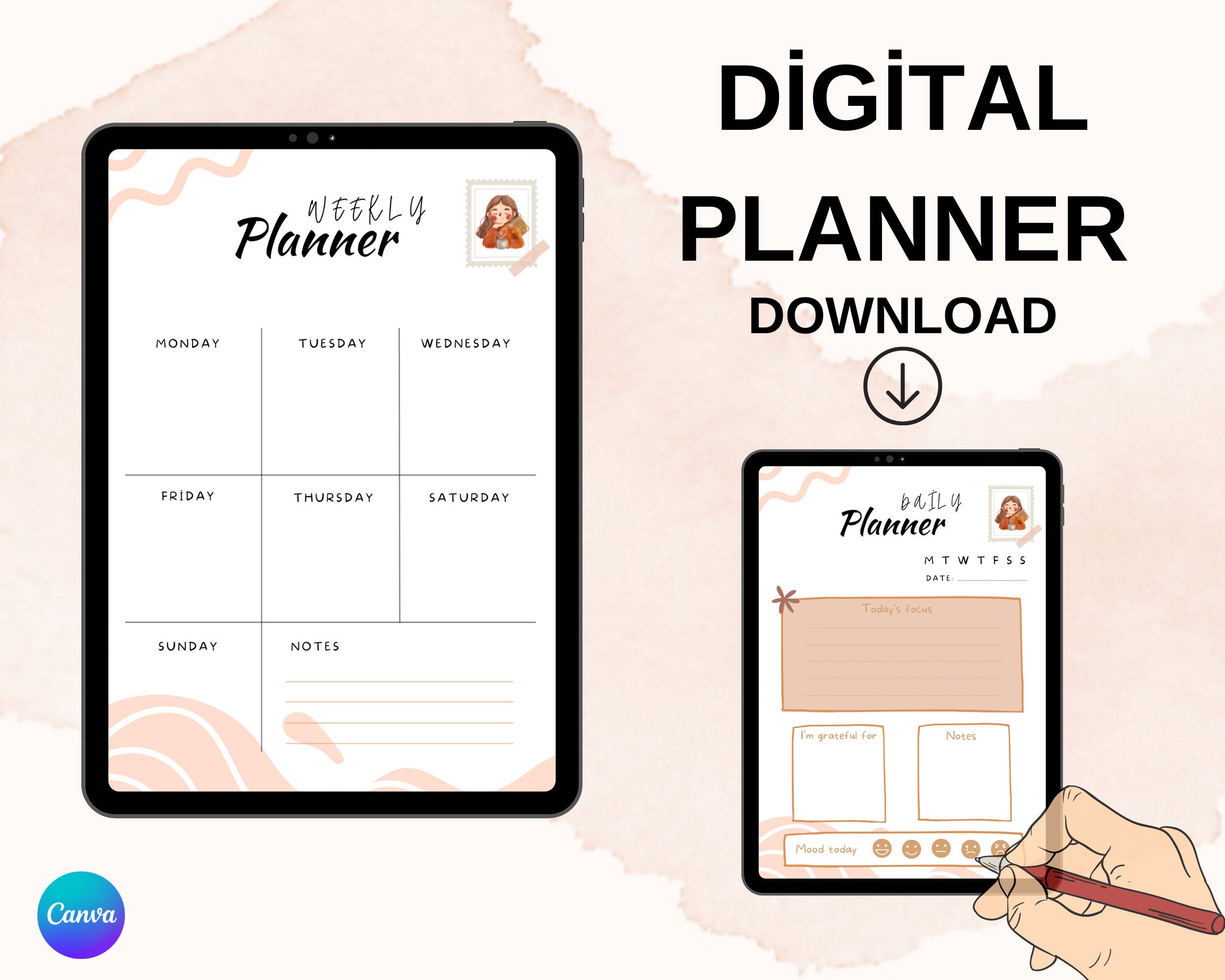 Weekly Planner Digital Planner Digital Daily Planner Etsy