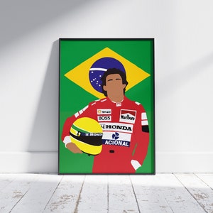 Ayrton Senna - Flat Vector F1 Poster