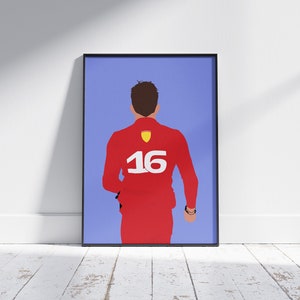 Charles Leclerc 16 - Flat Vector F1 Poster