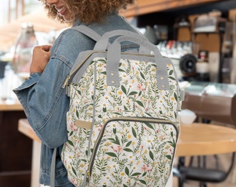 Daisy Design Diaper Backpack Multifunctional Bag for Parents Seeking a Touch of Fresh Blooms in Their Baby Gear