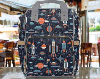 Retro Rocket Ship Diaper Bag - Blast Off on Your Day with Fun and Function Baby Essentials