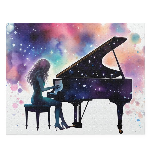 Silhouette of Woman Playing Piano Puzzle, Engage Your Love for Music and Puzzles Simultaneously