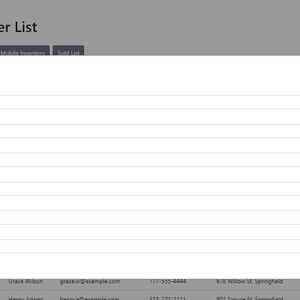 May include: A screenshot of a customer list interface with a pop-up form labeled "Add New Record." The form includes fields for Customer ID, Name, Email, Phone Number, Address, and Date Joined. An "Add" button is visible.