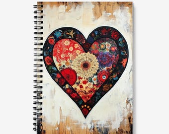 Heart Journal | Love Heart Design | Spiral Bound | 60 Lined sheets (120 Pages) | A5 Notebook | Quality 90gsm Paper