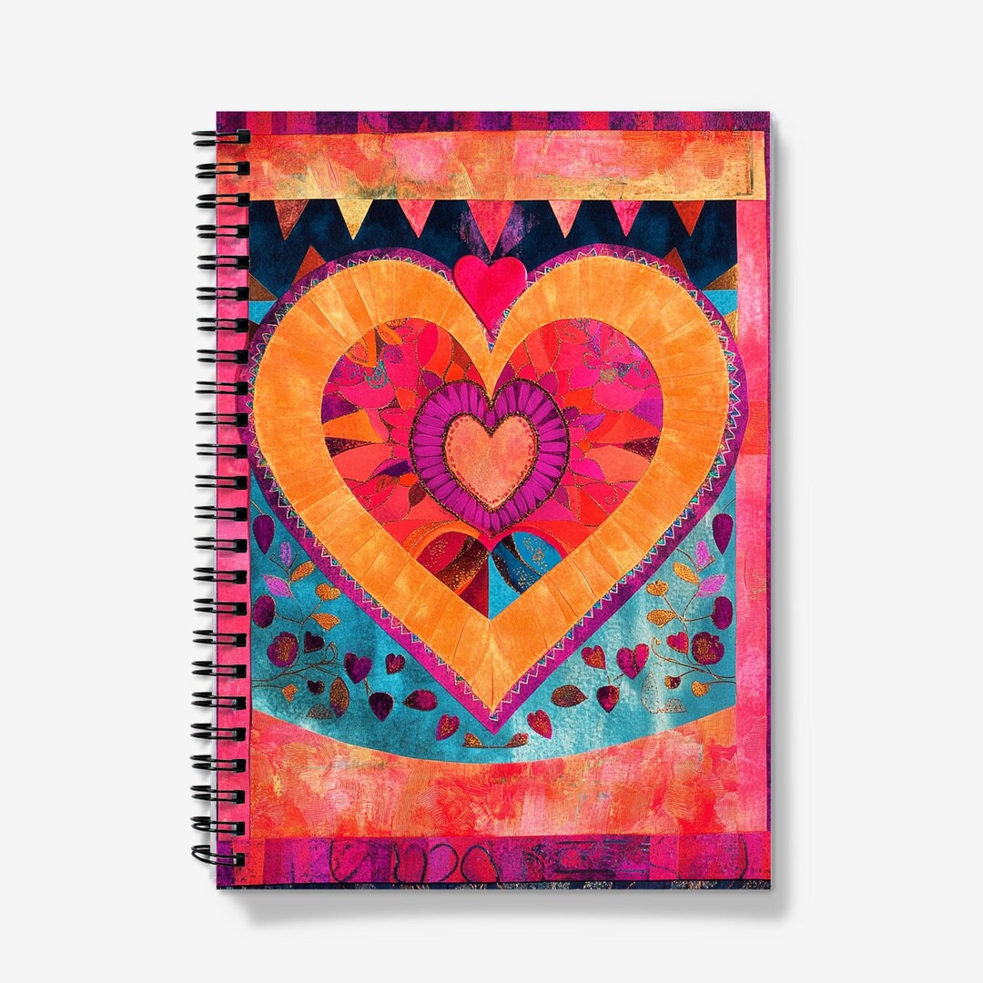 Pretty Notebook Love Heart Design Spiral Bound 60 Lined Sheets 