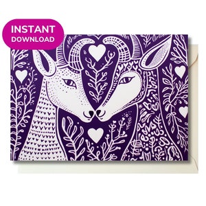 Hai bisogno di una carta in fretta? Invia amore in un istante con questa carta zodiacale Capricorno scaricabile! Biglietto fai da te stampabile e unico da stampare.