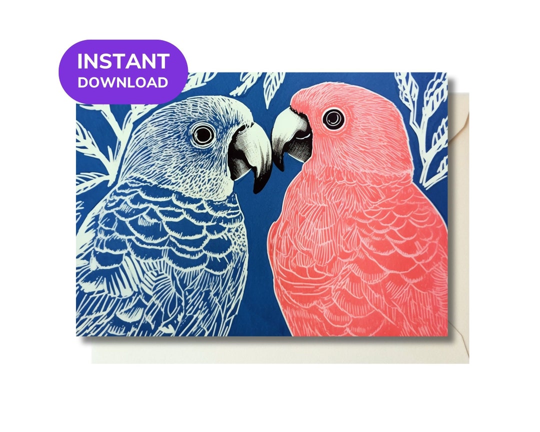 Printable Valentines Love Birds Card: Download, Print, and Send ...