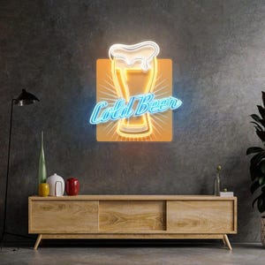 Cold Beer Neon Sign Colorful LED Wall Light Perfect for Taproom Bar Pub Man Cave Decor Fun Party Lighting Gift Idea