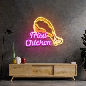 Fried Chicken LED Neon Sign: Restaurant Kitchen Decor