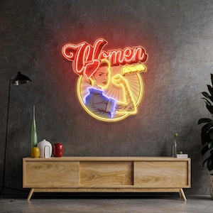 Women Power Neon Sign Empowering Women Pop Art Girl Boss Aesthetic Bedroom Home Office Gifts For Her Custom LED Wall Decor