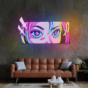 Anime Eyes Neon Sign Vibrant LED Wall Art Otaku Gamers Pop Culture Decor Custom Personalized Wall Light Gaming Room Decor