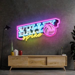 Volleyball Spike Neon Sign LED Wall Light for Sports Lovers, Custom Personalized Gym or Game Room Decor, Athlete Gift Idea