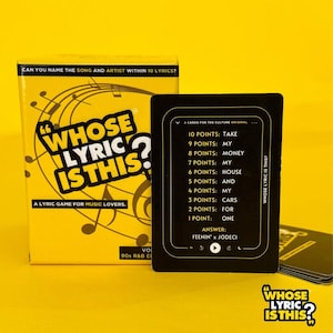¿De quién es esta letra?™ / Juego de trivia sobre R&B de los 90 para amantes de la música / Noche de juegos divertida para fiestas / Adivina la canción y el artista / Juego de cartas de R&B