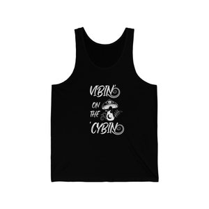 VIBIN&#39; on the &#39;CYBIN unisex Jersey Tank with Magic Mushroom, Third Eye & Moon