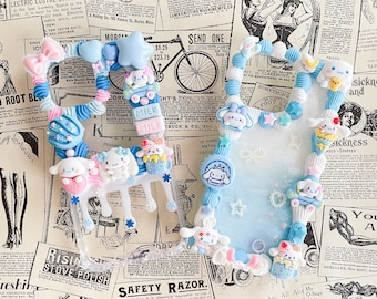 Cinna Decoden Phone Case, Kawaii Dog, Blue & White, Custom Handmade
