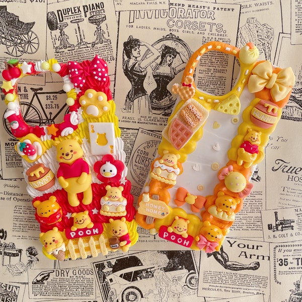 Honey Bear Decoden Phone Cases for All Models, Handmade Phone Cases, Kawaii Cute Phone Case, Cream Glue