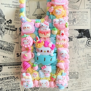 Kawaii Kitty Decoden Phone Case, Handmade Custom Charm Cases image 5