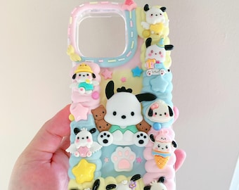 Kawaii Dog Decoden Phone Case, Custom Whipped Cream Glue