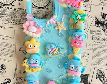 Kawaii Cute Decoden Phone Cases for All Models, Pink, Blue Handmade Custom Phone Cases, Cream Glue, Colorful Decoden Phone Cases