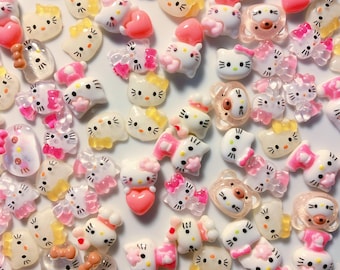 20 pcs Mini Kitty Resin Charms, Nail Art, Decoden Crafts, 1-1.5cm,