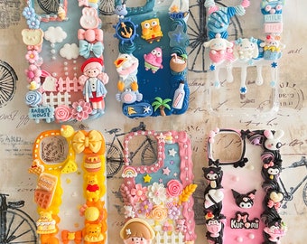 Ready to Ship iPhone 13 Decoden Phone Cases , Kawaii Cute Handmade Phone Cases, Whipped Cream Glue