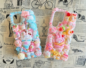 Kawaii Animal Desserts Decoden Phone Case: Custom Handmade Cream Glue Design