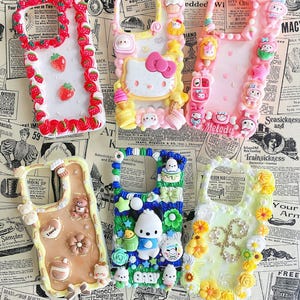 Ready to ship iPhone 14 Pro Decoden Phone Case, Kawaii Cute Handmade Custom Phone Cases, Whipped Cream Glue