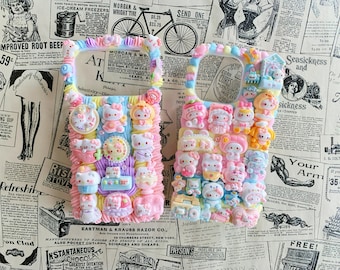 Kawaii Cute kitty Decoden Phone Cases for All Models, Colourful Handmade Custom Phone Cases, Cream Glue