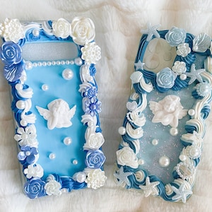 Angel Elegant Decoden Phone Cases for All Models, Baroque Handmade Phone Cases, Whipped Cream Glue