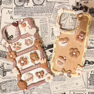 Coffee and Tea Theme Decoden Phone Cases for All Models, Handmade Phone Cases, Whipped Cream Glue
