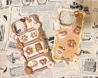 Coffee and Tea Theme Decoden Phone Cases for All Models, Handmade Phone Cases, Whipped Cream Glue