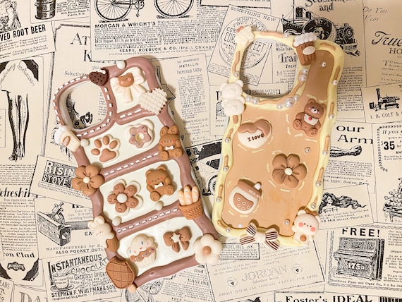 Coffee & Tea Decoden Phone Case, Handmade Whipped Cream Glue