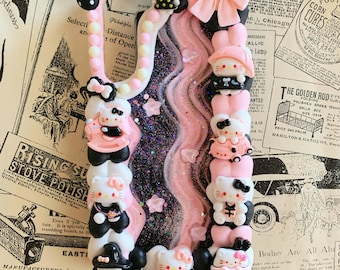 Kawaii Kitty Decoden Phone Cases for All Models, Handmade Custom Phone Cases, Black and Pink Phone cases, Gifts for Her, Whipped Cream Glue