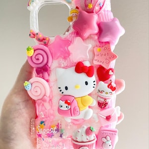 Kawaii Kitty Decoden Phone Case, Handmade Custom Charm Cases Style 2